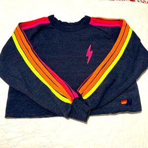 Aviator Nation 5 Striped Neon Crop Sweater Women’s Adult
